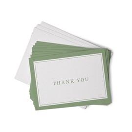 Hill Valley Greetings Formal Thank You Cards with Border - 48 Classic Note Cards with Envelopes - For Business Professionals & Special Events (Sage Green)