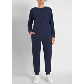 Weintee Women's Petite Jogging Set Pullover Sweatshirt and Sweatpants 2 Piece Sweatsuits L Navy