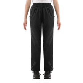 iCreek Women's Rain Pants Waterproof Zipper Pocket Windproof Hiking Pants Lightweight Over Pants Outdoor for Fishing, Rainy (Black, X-Small/27 Inseam)