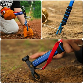 AYMQC Tent Hammer Lightweight Aluminium Camping Hammer with Hook Multifunctional Portable Hammer for Camping Outdoor Activities Blue