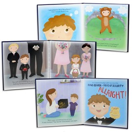 Tickle & Main Ring Bearer Gift Set with Story Book & Security Briefcase - YS/M Black Polyester - Includes Leather Badge & Ring Bearer Box