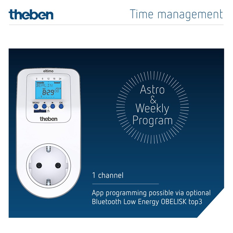 Theben 0200170 Eltimo 020 Astro top3 Digital Socket Switch with