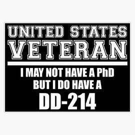 HOF Trading United States Veteran Dd 214 Vinyl Sticker Waterproof Decal Laptop Wall Window Bumper Sticker 5"
