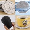 BTYMS 16Pcs Grey & Linen Woven Drink Coasters Set with