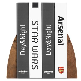 TILISMA Bookends for Heavy Books – Handmade, Walnut Wood with Metal Base - Decorative Book Ends for Shelves – Heavy Duty Bookends for Desk and Bookshelf Organization – Slick Design Blends in Decor