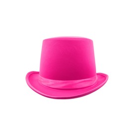 Nicky Bigs Novelties Deluxe Dress Up Party Satin Top Hat - Colored Costume Top Hats for Adults - Prom Dance Tuxedo Formal Top Hat, Pink, One Size