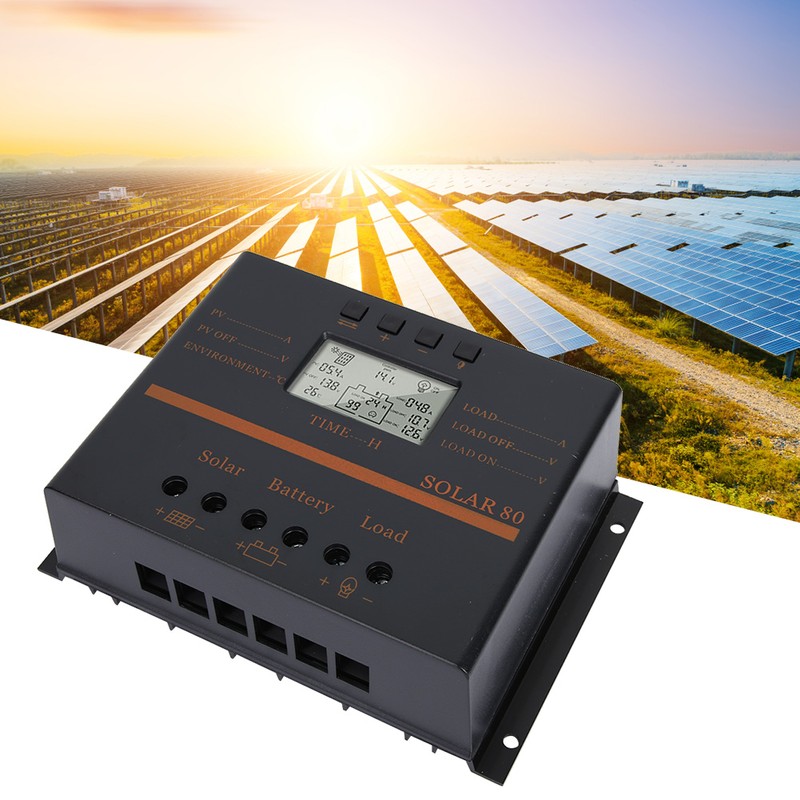 12V 24V Auto 80A PWM Solar Charge Controller Solar Panel
