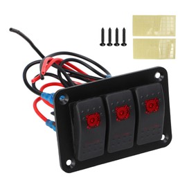 3 Gang Switch Panel Red Color Light Waterproof Corrosion Resisting Switch Board for Car Boat DC12V 24V
