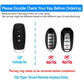 Tukellen for Nissan Key Fob Cover, Premium TPU Plated Case for 2023-2025 Pathfinder Rogue Ariya Versa Kicks Sentra Armada Murano Smart Remote Key Protector (Blue, 4 Buttons-A)