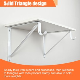 KOVOSCH 10 Pack Heavy Duty Closet Shelf & Rod Brackets, Wall Mounted Closet Shelf Brackets, 11 x 9.45 Inch Closet Shelf Brackets with Rod Support, White