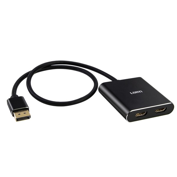 Loryi Displayport to Dual HDMI Splitter,4K 60Hz Multi-Monitor Splitter,Dual Monitor