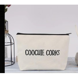 Makeup Bag With Funny Sayings, Coochie Corks Cosmetic or Feminine Product Bag, 7 x 9 inches, Beige. Multiples Sayings and Sizes! Ideal for Adults, Perfect for Gifts! (CR246511, 9.2 x 6.9 x 1.5 in)