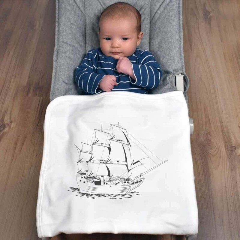 Azeeda 'Sailing Ship' Cotton Baby Blanket/Shawl (BY00039305)