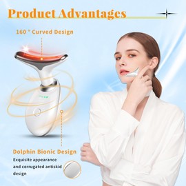 Face Beauty Device, Multifunctional Facial Massager, 7 Color Portable Face Massager Tool for Skin Care, Glossy White