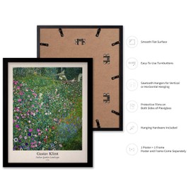 Poster Master Vintage Gustav Klimt Poster - Retro Italian Garden Landscape Print - Art Nouveau - Floral Art - Botanical Art - Classic Painting - Aesthetic Living Room Decor - 11x14 Black Framed