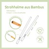 Pandoo® pack of 12, 100 % bamboo straws including cleaning brush