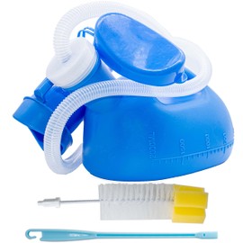 Orinales para hombres y mujeres, 2000 ml, portátil, a prueba de derrames, grueso, firme, hembra, macho, botella de orina para la incontinencia de ancianos, hogar, hospital, emergencia, camping, coche, viajes (azul)