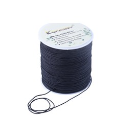 KONMAY 1.0mm Braided Nylon Bracelet Making String Cord, 305 Yards Nylon Shamballa Macramé/Beading Cord,Chinese Knotting Cord, Kumihimo Beading String, Black 900