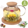 Teabloom Stovetop Safe Glass Teapot with Bamboo Lid (40oz/1200ml) +