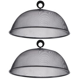 2 Pcs Metal Mesh Screen Food Cover Outdoor Mesh Food Tents Umbrella Dome Screen Plate Covers for Dinner Plates Fruit Picnic, Table, BBQ, Camping, Party,13.7inch/ 35cm