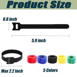 100 Pcs Reusable Cable Ties, Straps Cable Ties, Adjustable Straps Tidy Wrap Hook and Loop Straps Cable Ties Organizer Fastener for Home Office Cable Organiser Accessories