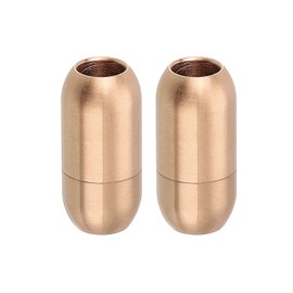 Sourcing Map Rose Gold Leather Cord End Clasp, 2Pcs 5mm Hole, Stainless Steel, DIY Crafts