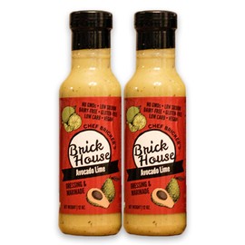 Avocado Lime - Vegan Salad Dressing & Marinade by Brick House Vinaigrettes. Keto / Paleo / Low Sodium / Low Carb / Low Sugar / Gluten Free / Dairy Free With Non-GMO Hemp Oil & Grapeseed Oil (2-pack).