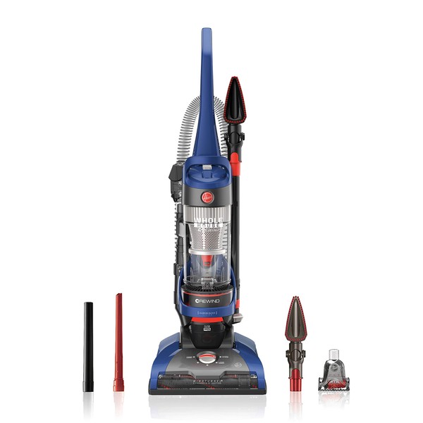 Hoover WindTunnel 2 Whole House Rewind Corded Bagless Upright Vacuum Cleaner with Hepa Media Filtration,UH71250, Blue, 16.1 lbs