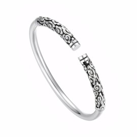 Black Myth Wukong Golden Hoop Sterling Silver Cuff Bangle Bracelet with Intricate Swirl Design, It means that Love you for 10,000 years Symbolizes the couple's true love forever