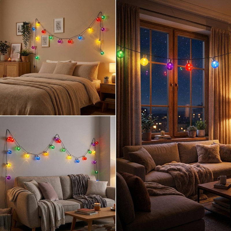 Afirst Solar String Lights Outdoor Waterproof, 15FT Multicolor Patio Lights