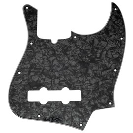 Musiclily Pro 10-Hole Modern Style J Bass Pickguard for 4 String American Jazz Bass, 4Ply Black Pearl