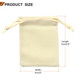 HARFINGTON 20pcs Velvet Gift Bags 2" x 2.8" Drawstring Jewelry Pouches Reusable Gift Packaging Storage Bags with Drawstring for Jewelry Bracelet Headphone Bead Gift Candy, White