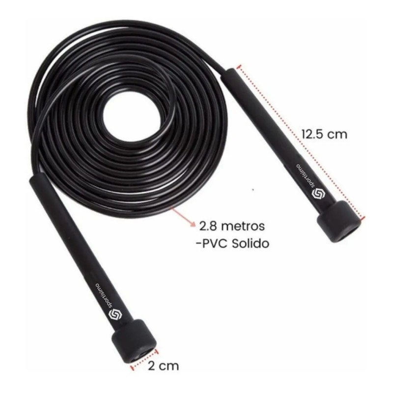 Cuerda Para Saltar Sportisimo - Ajustable Ejercicio Brincar Color Negro