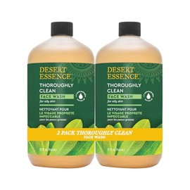 Desert Essence Thoroughly Clean Face Wash - Original - 32 Fl Oz - Pack of 2 -Tea Tree Oil -For Soft Radiant Skin - Gentle Cleanser - Extracts Of Goldenseal, Awapuhi, & Chamomile Essential Oils