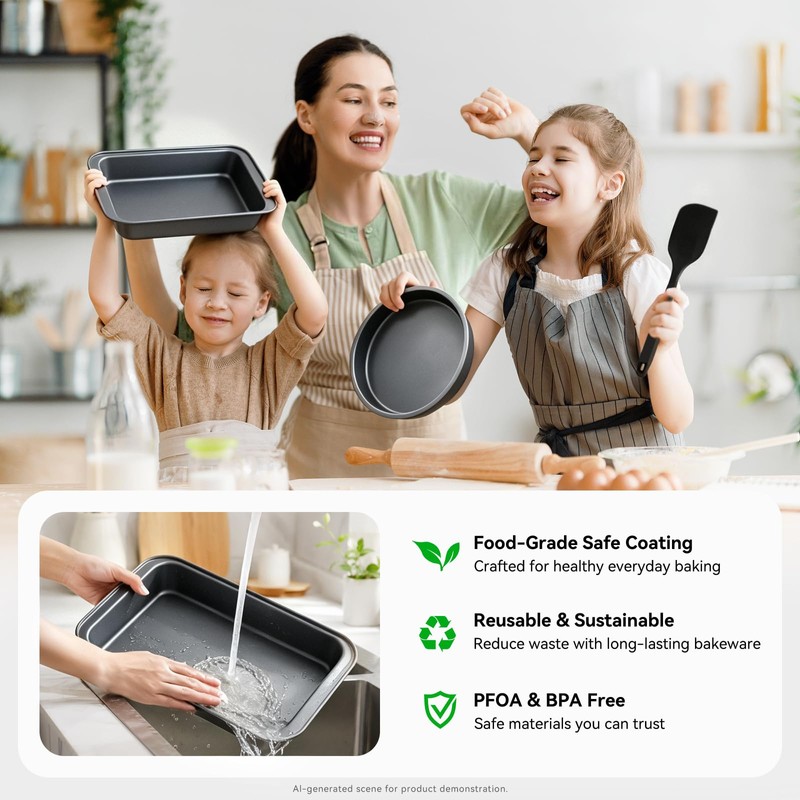 23-Piece Nonstick Bakeware Sets for Home Baking (Black)