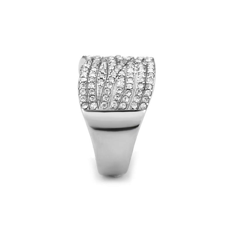 YourJewelleryBox 362 Pretty Stainless Steel Simulated Diamond Ring Band Pave