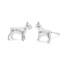 Boma Jewelry Sterling Silver French Bulldog Frenchie Dog Stud Earrings