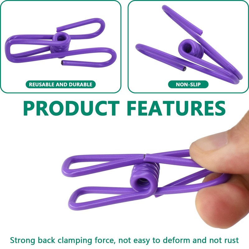 50 Packs Steel Wire Clips Vinyl Plastic Coated Multi-Function Colored