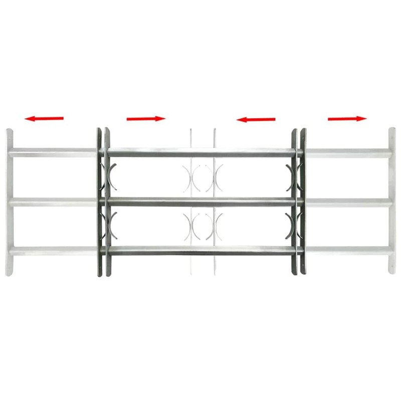 'vidaXL Adjustable Security Grille for Windows with 2 Crossbars -