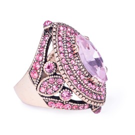 CKHAO Women Ring - 32mm Turkish Style Pink Gemstone Vintage Ring Women Jewelry J0769PINK (8)