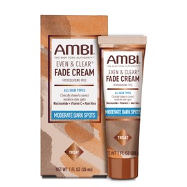 Ambi Ambi Even & Clear Fade Cream, Hydroquinone-free, Hyperpigmentation Treatment, Dark Spot Corrector, Results In As Little As 4 Weeks, Niacinamide, Aloe Vera, Vitamin C, 1 Fl Oz