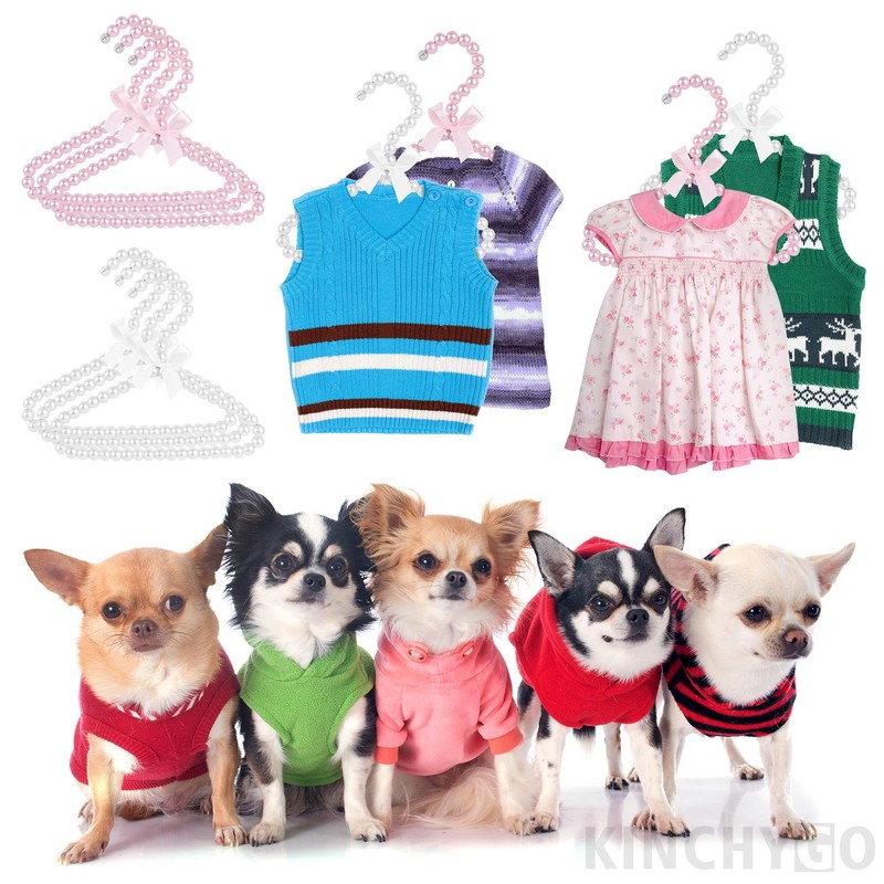 KINCHYGO, 10 Pack Pet Clothes Hangers Small Pearl Apparel Hanger