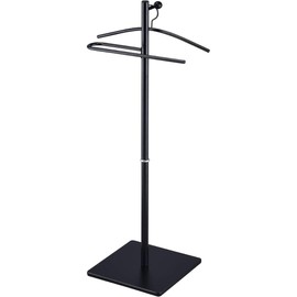 Oakestry Black Kumo Metal Valet Stand Freestanding Clothes Organizer with Removable Hanger Trouser Bar Space-Saving Suit Rack Coat Stand for Bedroom Entryway Office Durable Modern Clothing Storage