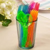 Juvale Rainbow Plastic Silverware Set - Disposable Neon Party Utensils