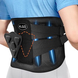 HLGO Back Support Belt with Support Struts + 3D Lumbar Pad, Back Brace Lumbar Belt for Women/Men, Comfortable, Breathable, Stable, Relieve Lower Back Pain at Work/Sports (L)