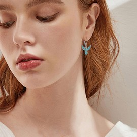 HKPATOP Phoenix Earring Sterling Silver Turquoise Phoenix Dangle Drop Earring Phoenix Jewelry Gifts for Women