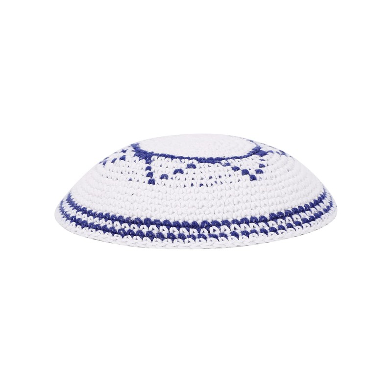 BRTAGG Star of David Kippah, 100% Cotton, White And Blue