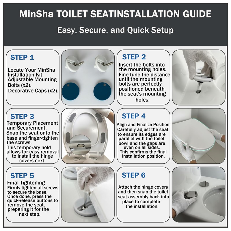 MinShaToilet Seat Soft Close with Quick Release Easy Install