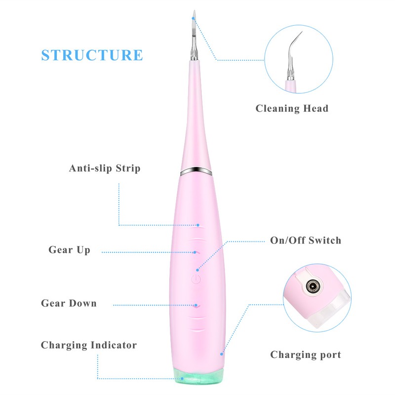 Portable Electric Calculus Plaque Removal Teeth Tartar Clean Dental Scaler