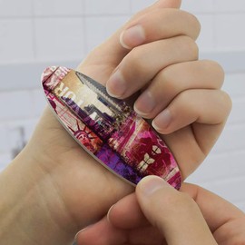 New York City Big Apple Art Collage Double-Sided Oval Nail File Emery Board Set 4 Pack